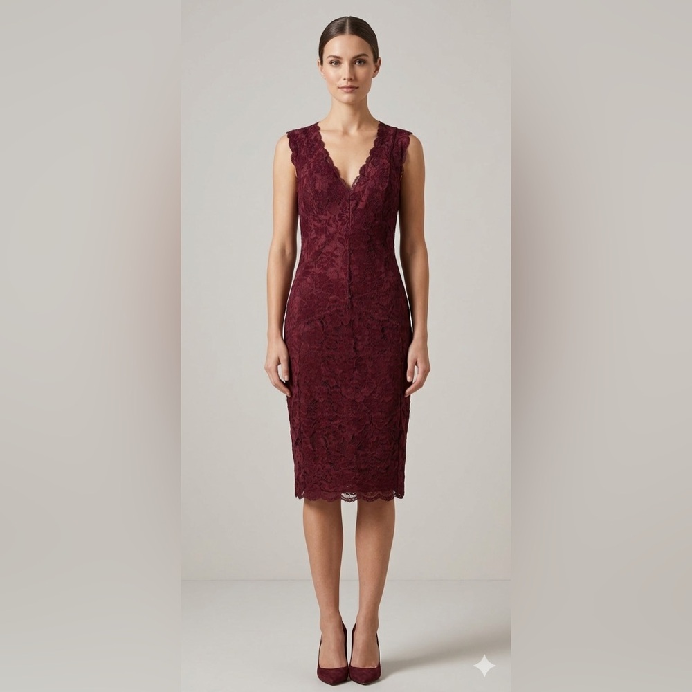 Guess Burgundy - Red Lace and Velvet Dress - Picture 1 of 9